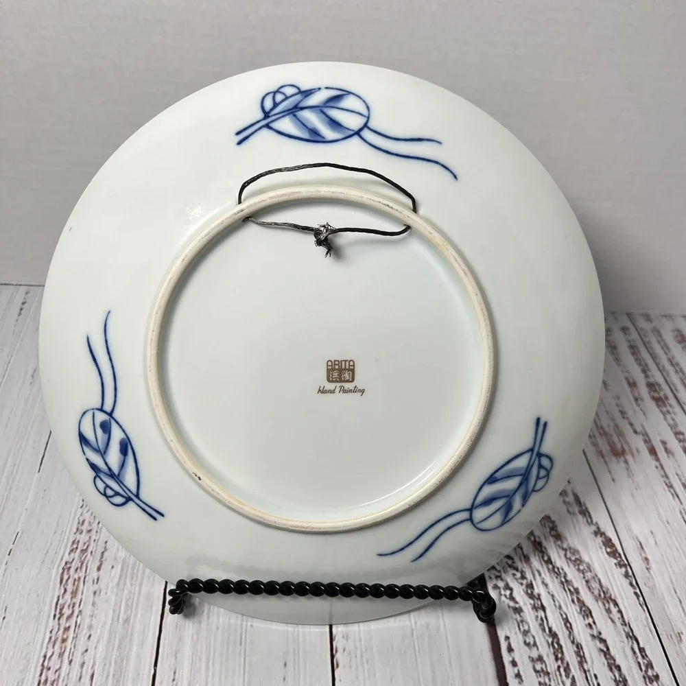 Vintage Hand Painted Japanese Gold Imari Round Hanging Plate Decor